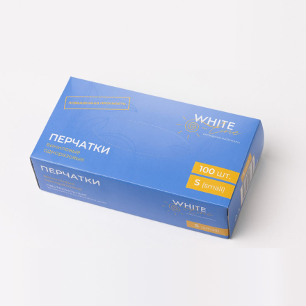 Перчатки виниловые WHITE LINE, М, 100 шт