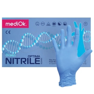Перчатки нитриловые mediOk, S, голубые, 100 шт