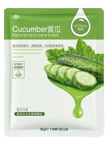 Маска для лица тканевая "Hchana Cucumber" с экстрактом огурца ,Увлажняющая 30гр 