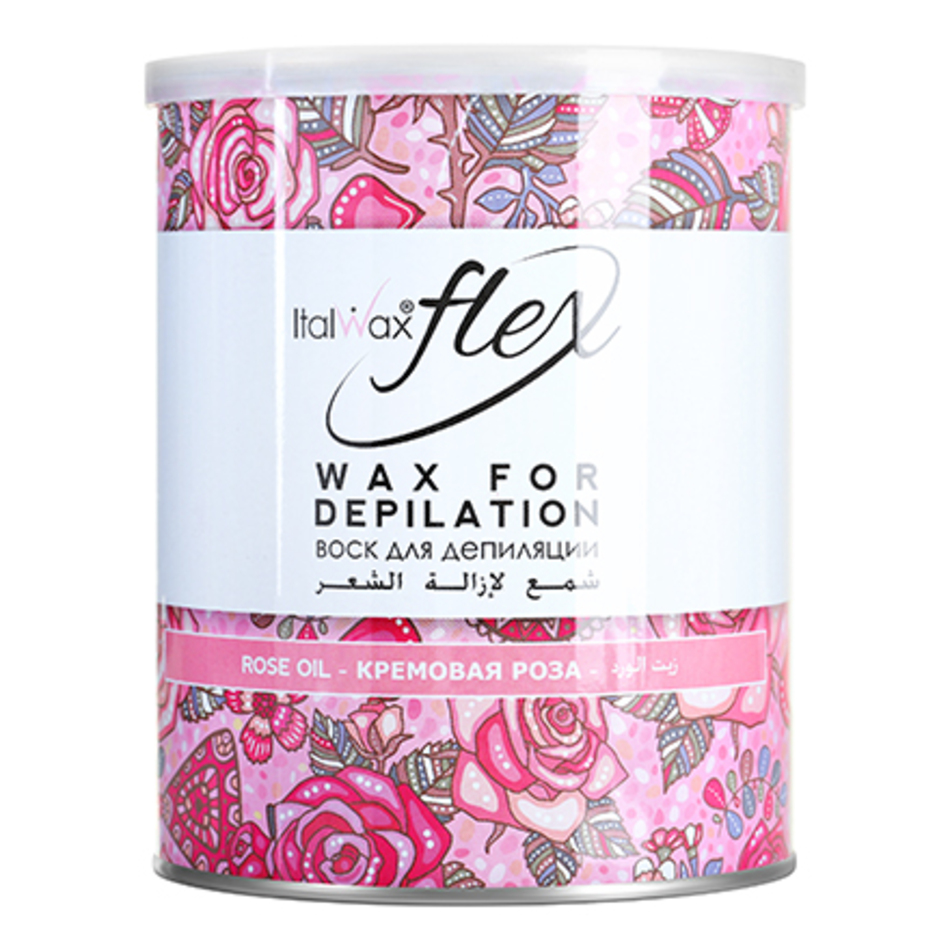 Italwax, Воск в банке Flex «Кремовая роза», 800 мл